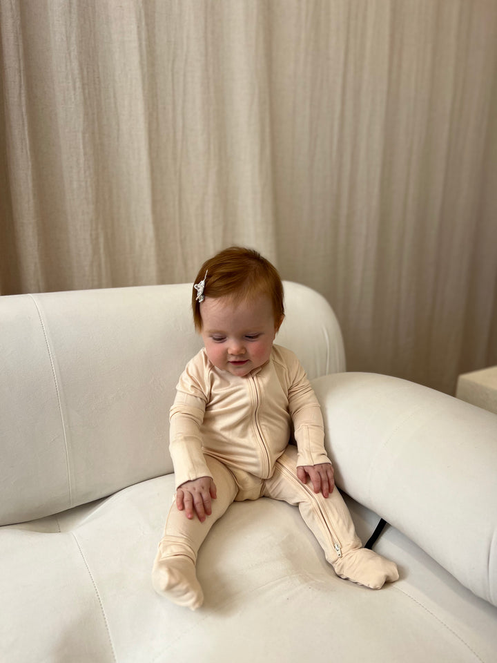 Briella Basics Cream Bamboo Sleepsuit