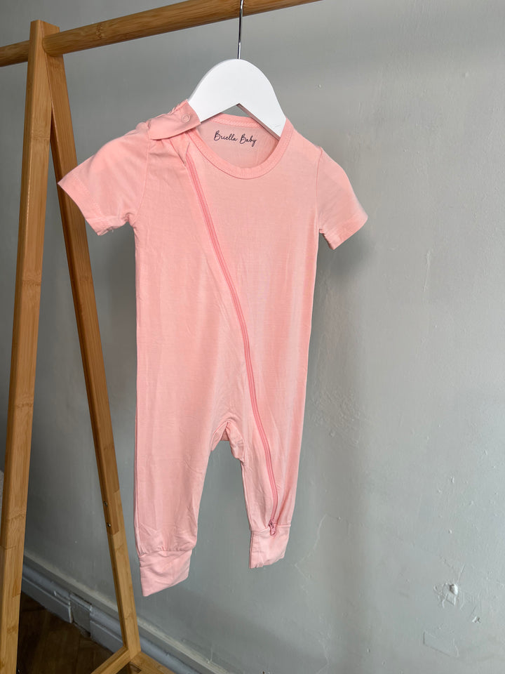 Briella Basics Bamboo Short Sleeved Sleepsuit in Pink