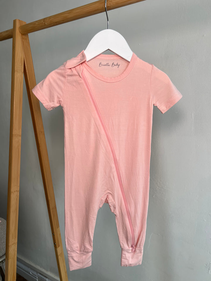 Briella Basics Bamboo Short Sleeved Sleepsuit in Pink