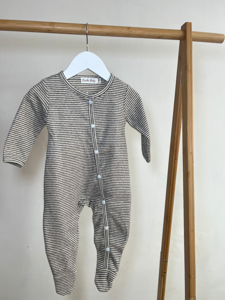 Grey Striped Sleepsuit