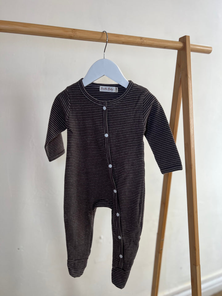 Coffee Striped Sleepsuit