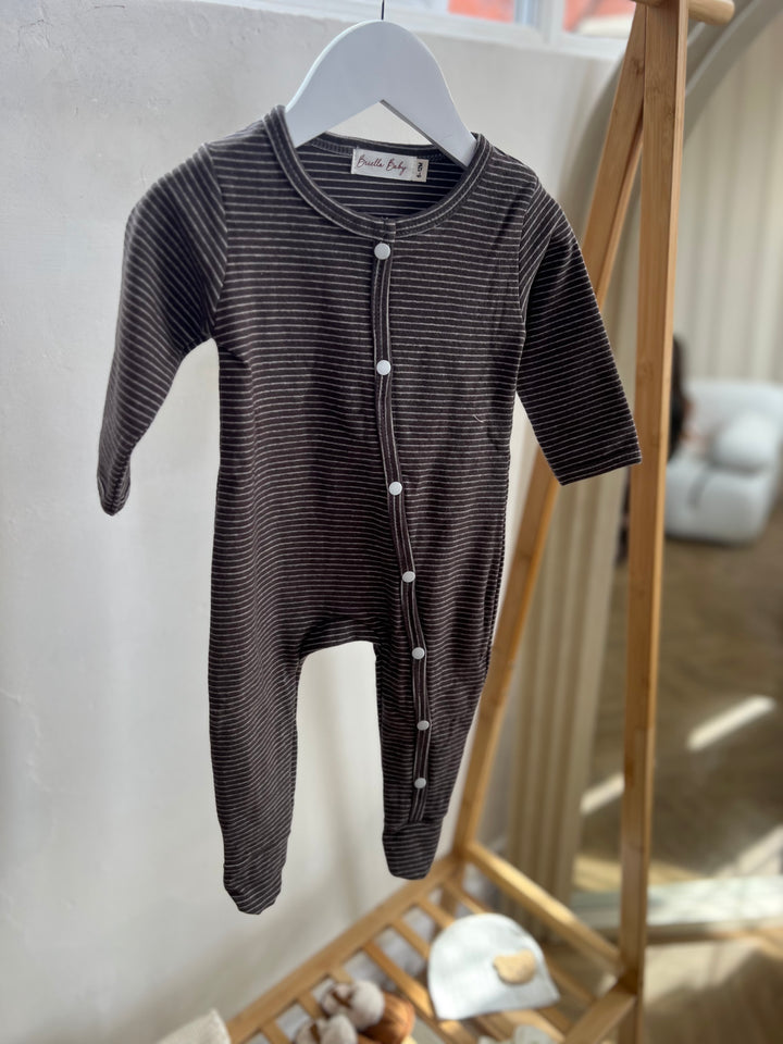 Coffee Striped Sleepsuit