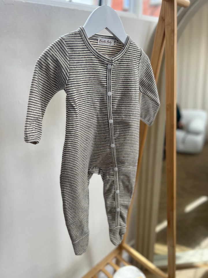 Grey Striped Sleepsuit