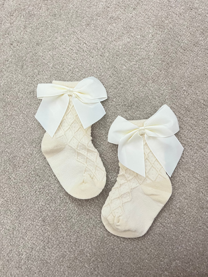 Bow Socks - Beige