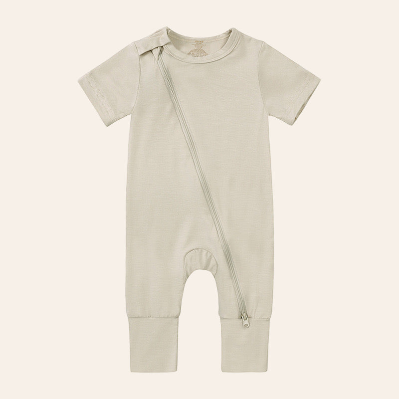 Briella Basics Bamboo Short Sleeved Sleepsuit in Beige