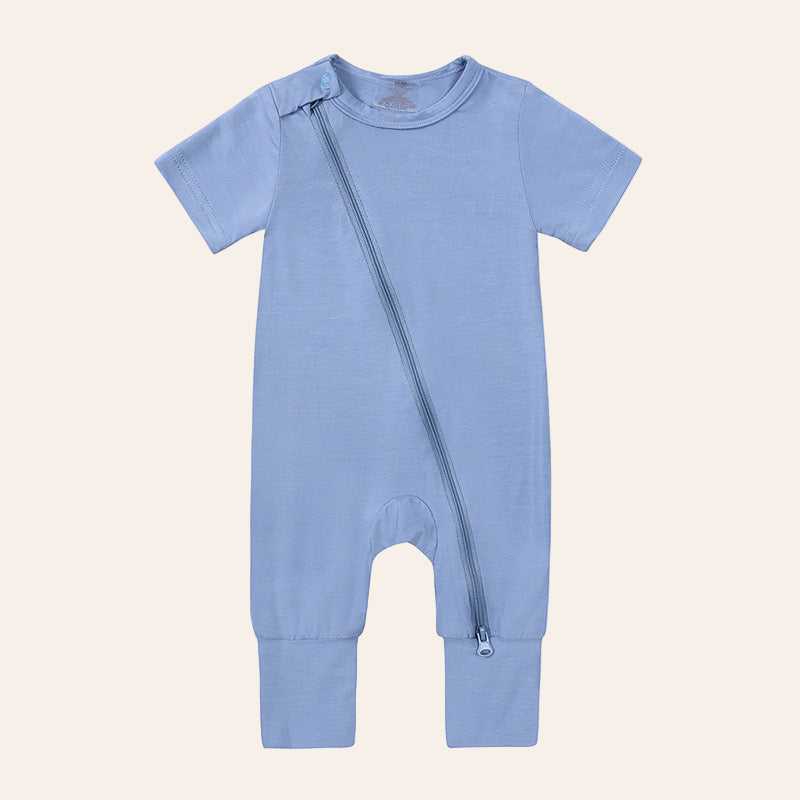Briella Basics Bamboo Short Sleeved Sleepsuit in Blue