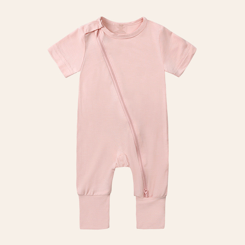 Briella Basics Bamboo Short Sleeved Sleepsuit in Pink