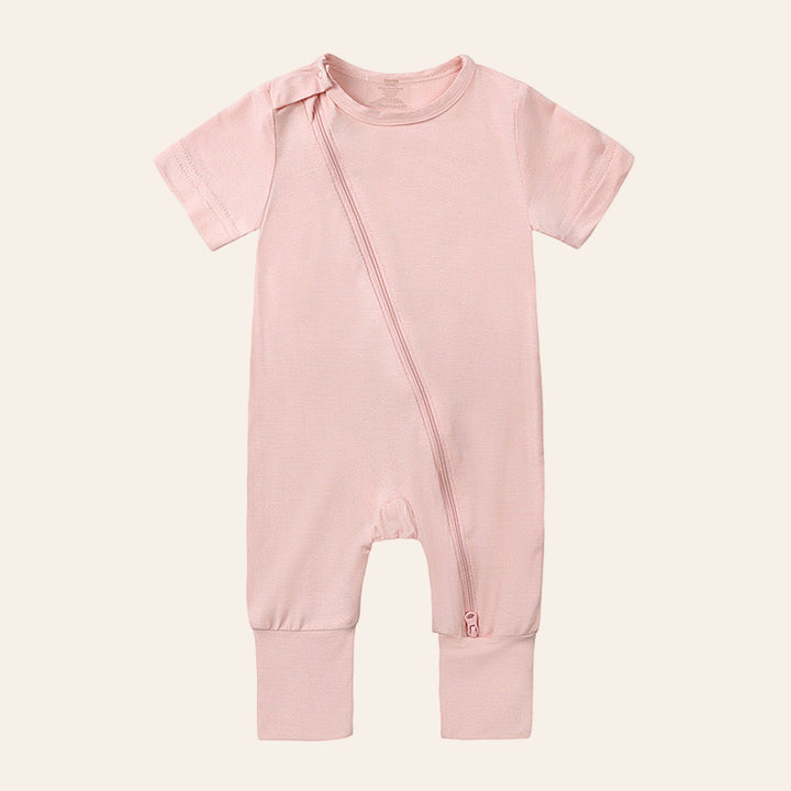 Briella Basics Bamboo Short Sleeved Sleepsuit in Pink