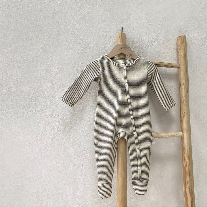 Grey Striped Sleepsuit