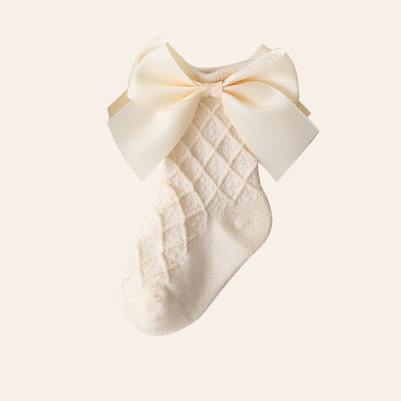 Bow Socks - Beige