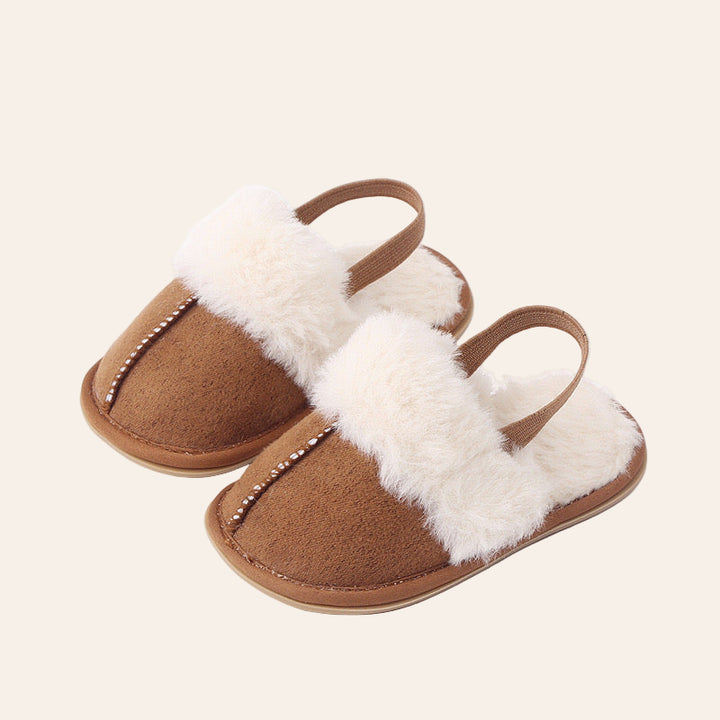 Brown Faux Fur Baby Slippers