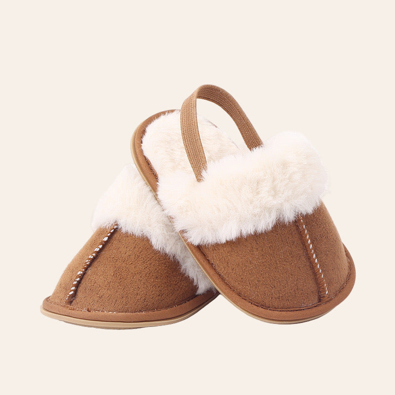Brown Faux Fur Baby Slippers